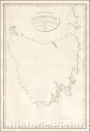 Historic Map | (Tasmania) Carte Generale de la Terre de Diemen, Comprenant les decouvertes et les t  ::  Island of Tasmania, Van Diemen's Land, Hunter Islands, 1812 v1