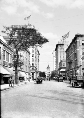Looking North on Bull Street to Johnson Square, c1920