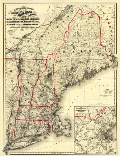 Railroad Map of New England, c1860