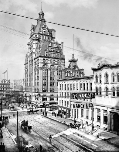 Looking Up Wisconsin Street to the Pabst Building, c1900