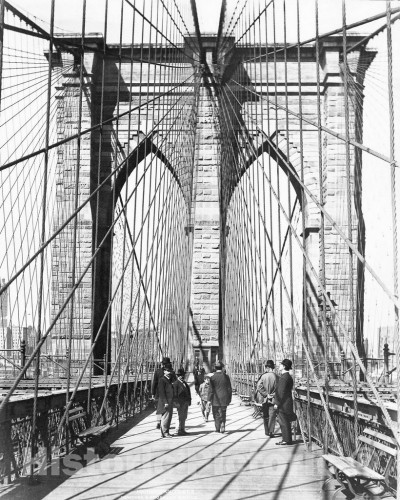 Brooklyn, New York, Crossing the Brooklyn Bridge, c1894