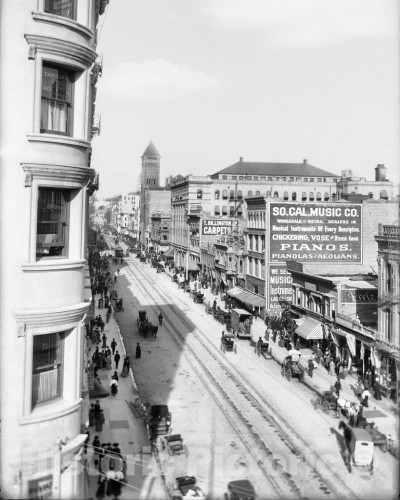 Los Angeles, California, Broadway from Fourth Street, c1900