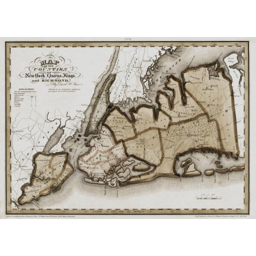 New York, Queens, Kings & Richmond Counties, c1829
