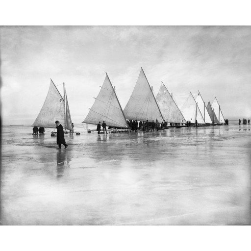 Ice Yachting on Lake St. Clair, c1900
