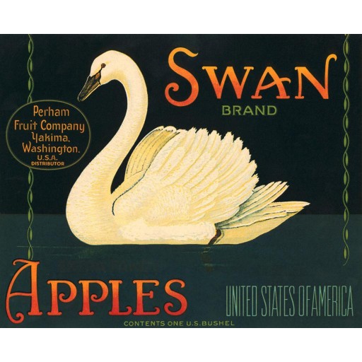 Swan Brand Apples Vintage Crate Label, c1935