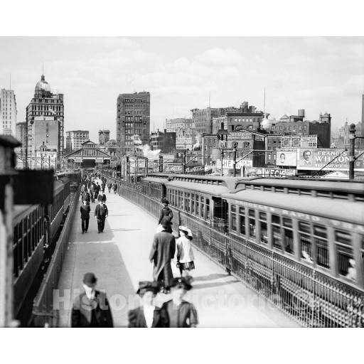 Brooklyn, New York, Trains on the Brooklyn Bridge, c1904