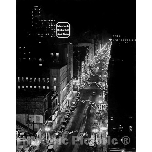 Minneapolis, Minnesota, Nighttime on Nicollet Avenue, c1937
