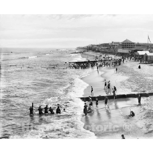 The Jersey Shore, Bathers Along the Shore, Long Branch, c1900