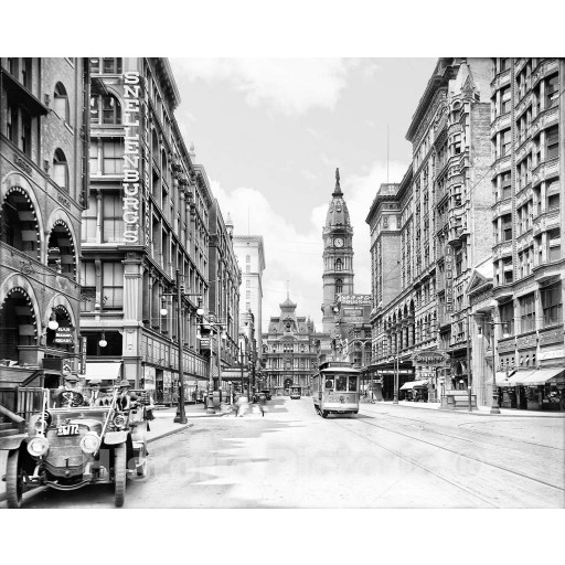 Philadelphia, Pennsylvania, Looking West on Market Street, c1907