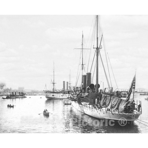 Portland, Oregon, War Vessels in the Harbor, c1905