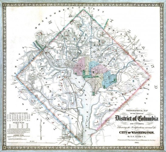 A Topographical Map of the Original District of Colombia, c1862