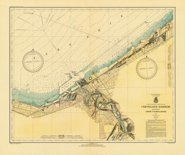 Cleveland Harbor Including Lower Cuyahoga River, c1937