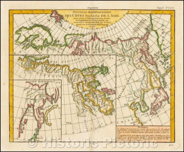 Historic Map | Nouvelle Representation Des Cotes Nord et Est De L'Asie, pour servir ... Articles du Supplement de l'Encyclopedie qui concerent le Passage aux Indes, 1772 v2