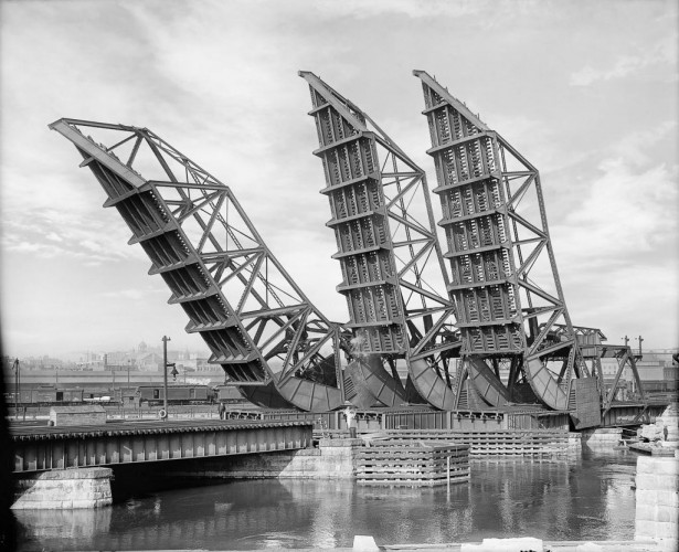 Tower Bridges Raised Over the Channel, c1904