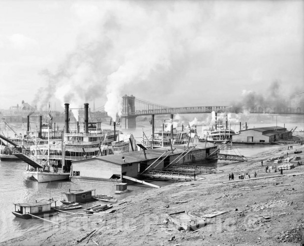 Cincinnati, Ohio, Steamboat Traffic on the Ohio River, c1907