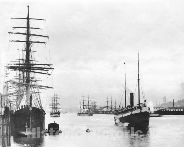 Portland, Oregon, Ships at the Harbor, c1910
