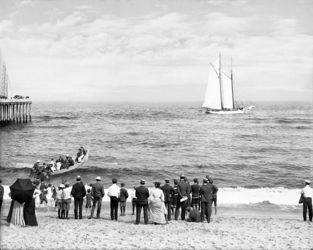 Launching from Shore to Board a Schooner, Asbury Park, c1903