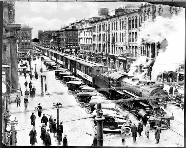 Freight Train Passing Through Vanderbilt Square, c1915