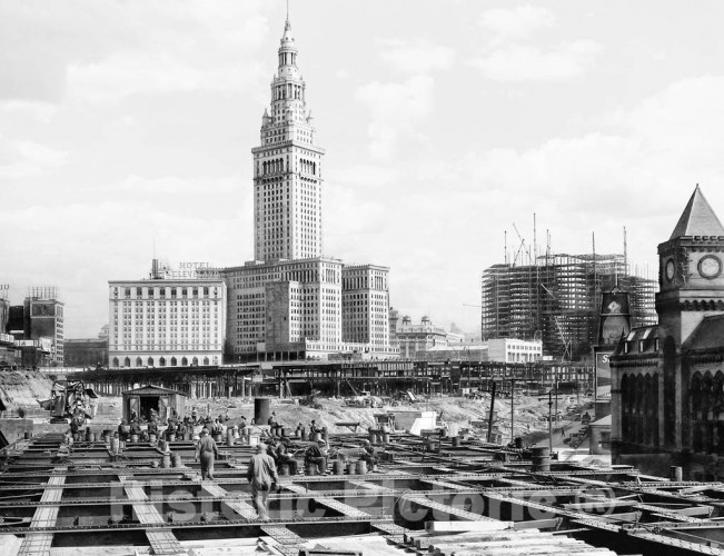 Cleveland, Ohio, Construction Around Terminal Tower, c1930