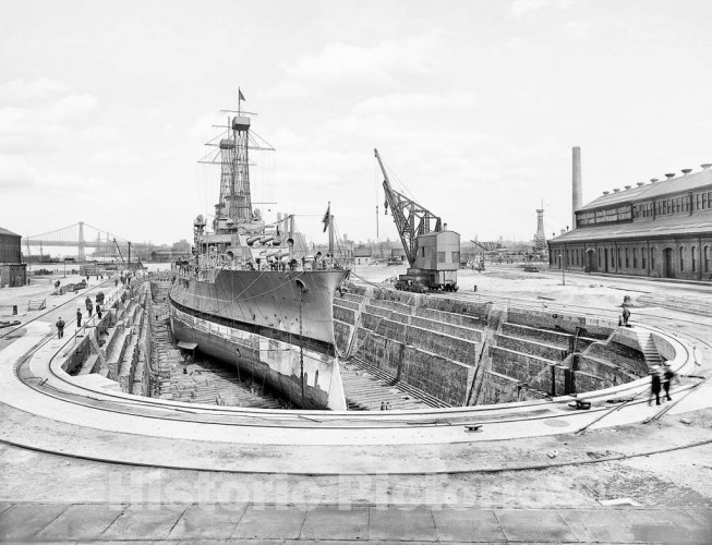 Brooklyn, New York, Dry Dock at the Brooklyn Navy Yard, c1915