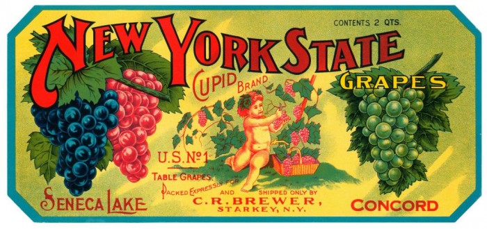 Cupid Brand Grape Vintage Crate Label, c1935