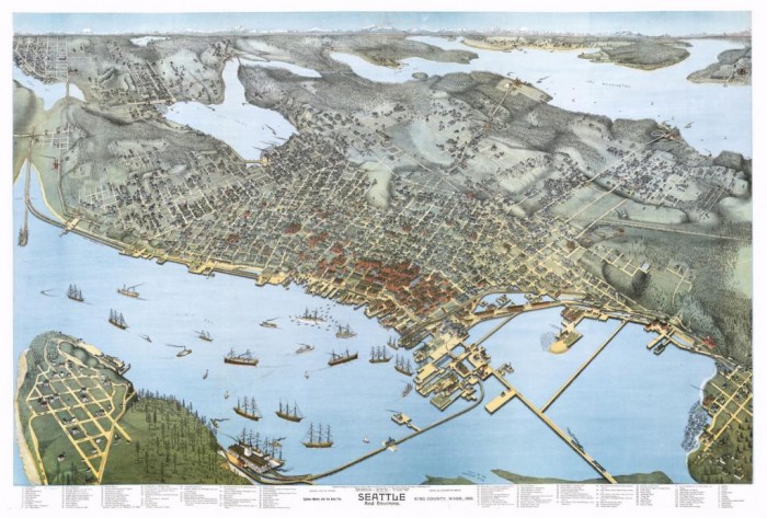 Birds-eye View of Seattle and Its Environs, c1891