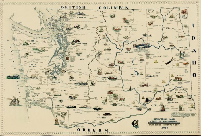 industrial map of the State of Washington, c1937