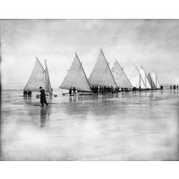 Ice Yachting on Lake St. Clair, c1900