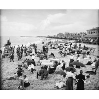 The Crowded Beach at Ross’ Pavilion, Ocean Grove, c1905