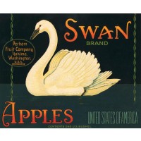 Swan Brand Apples Vintage Crate Label, c1935