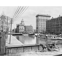 Syracuse, New York, The Canal on Salina Street, c1900